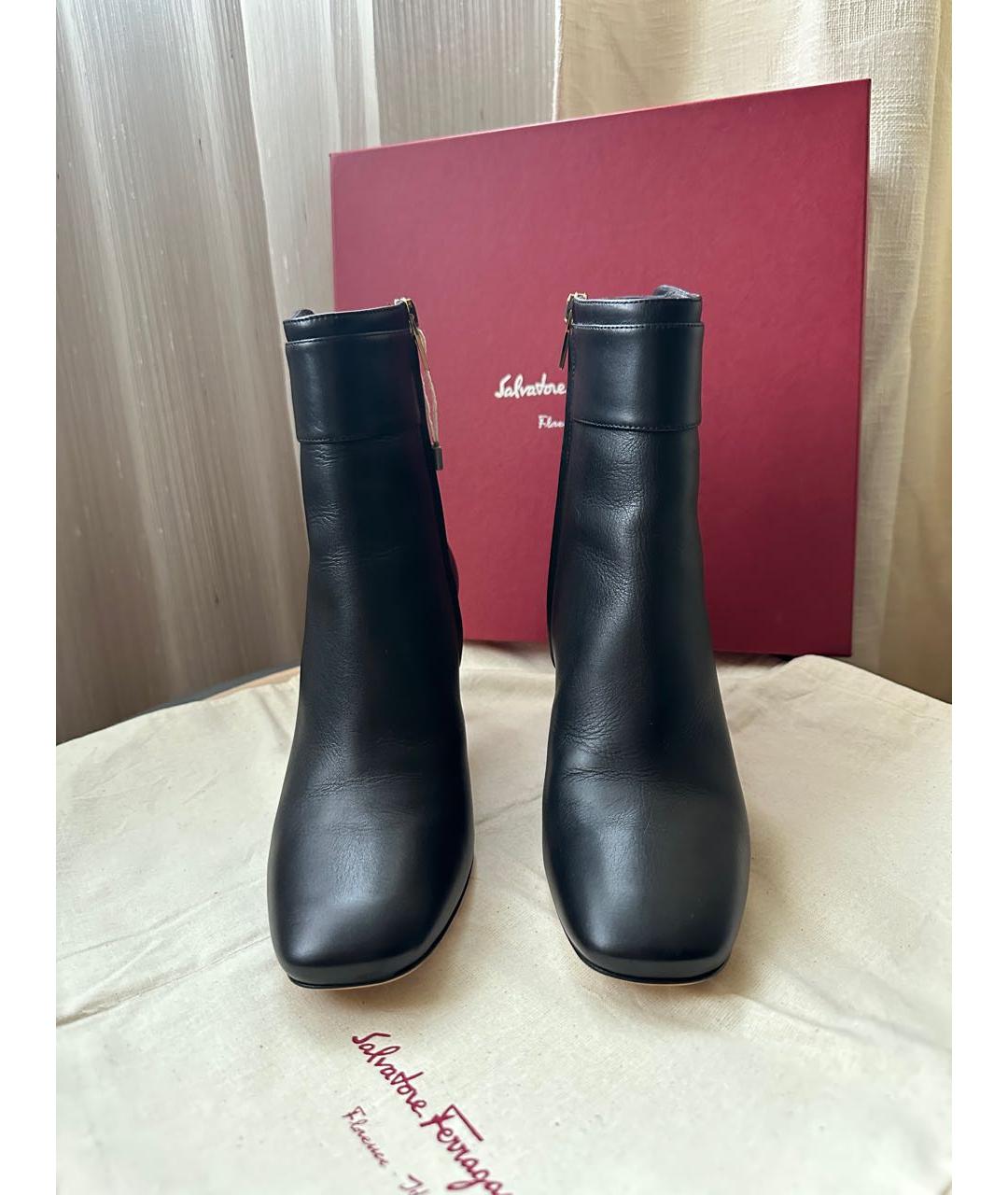 FERRAGAMO Черные кожаные ботильоны, фото 3