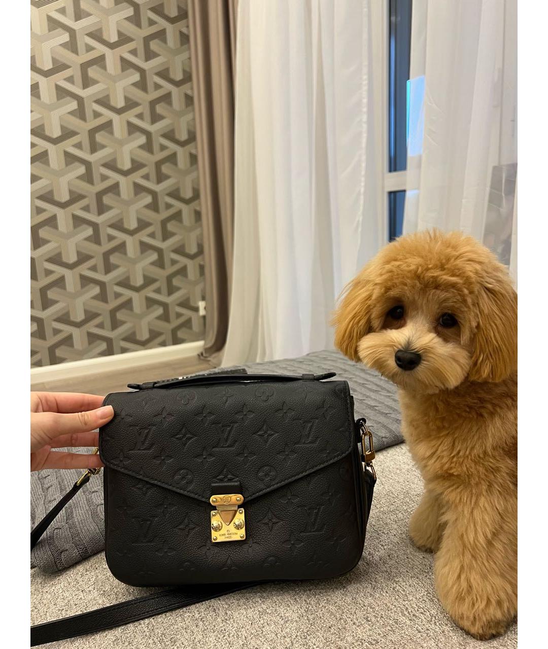 LOUIS VUITTON Черная кожаная сумка через плечо, фото 8