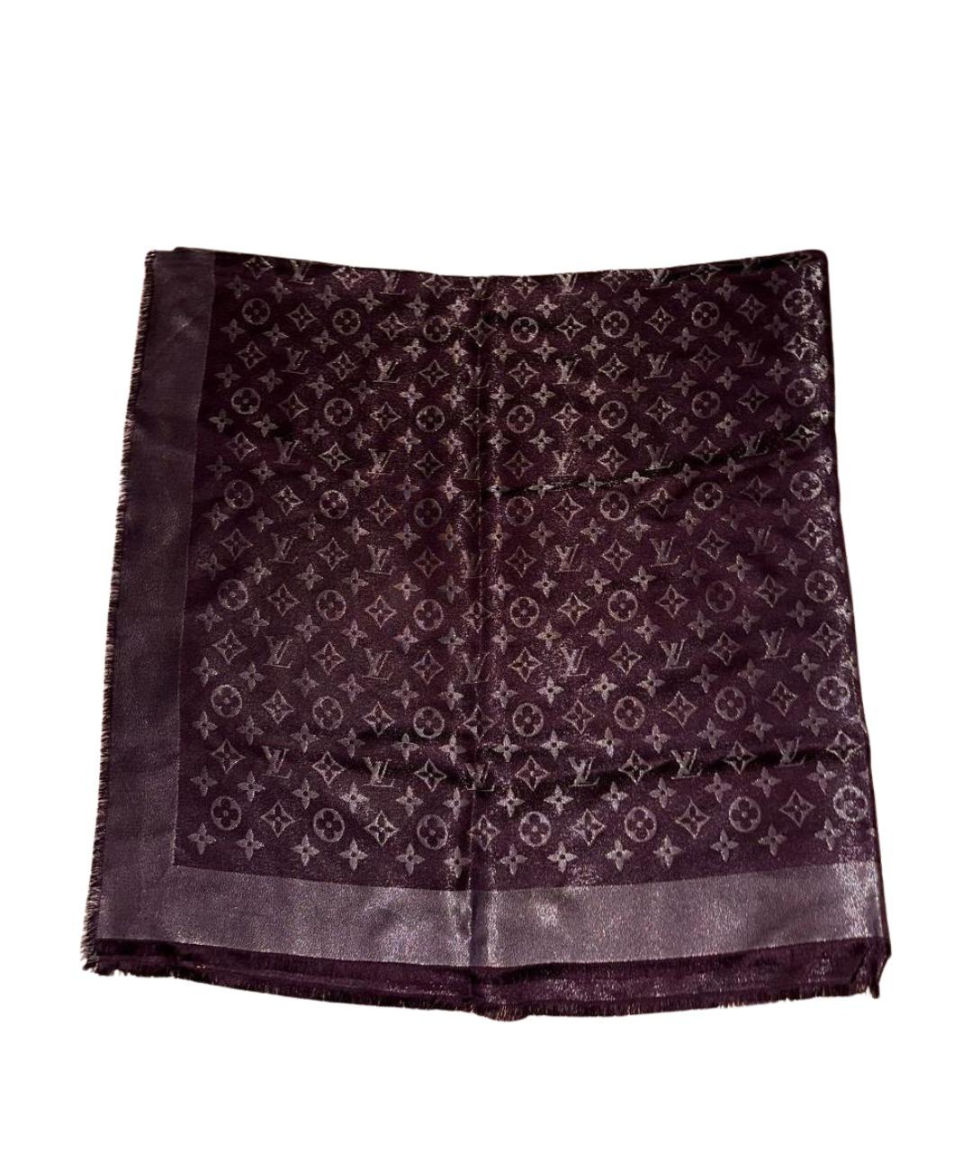 LOUIS VUITTON Фиолетовый шелковый шарф, фото 1