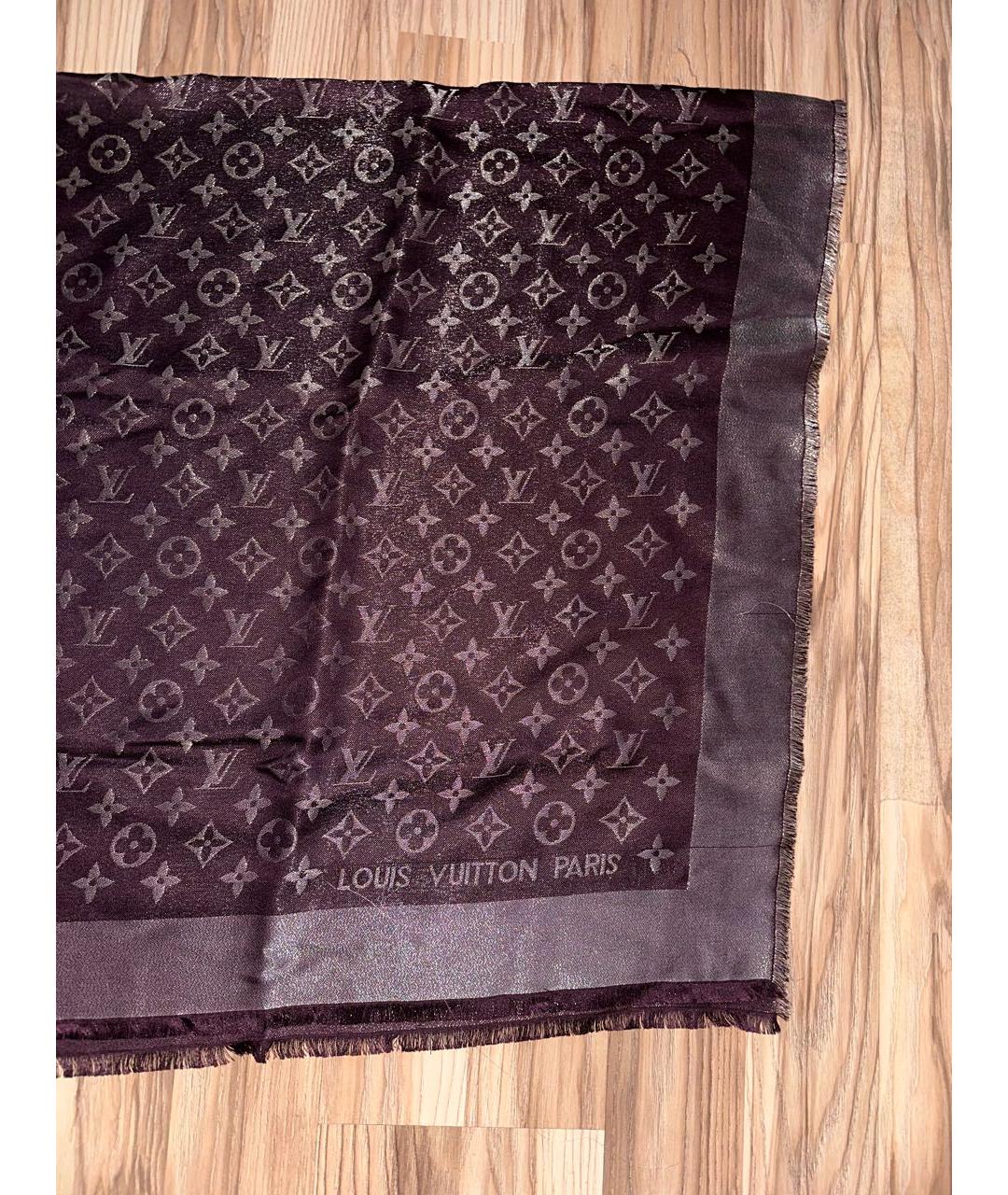 LOUIS VUITTON Фиолетовый шелковый шарф, фото 2
