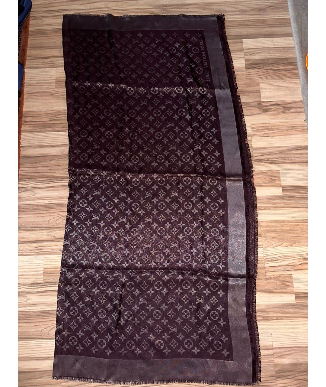 LOUIS VUITTON Фиолетовый шелковый шарф, фото 4