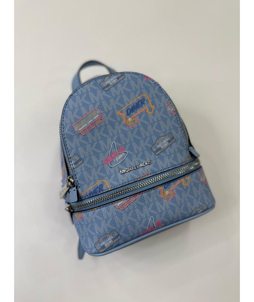 MICHAEL KORS Голубой кожаный рюкзак, фото 4