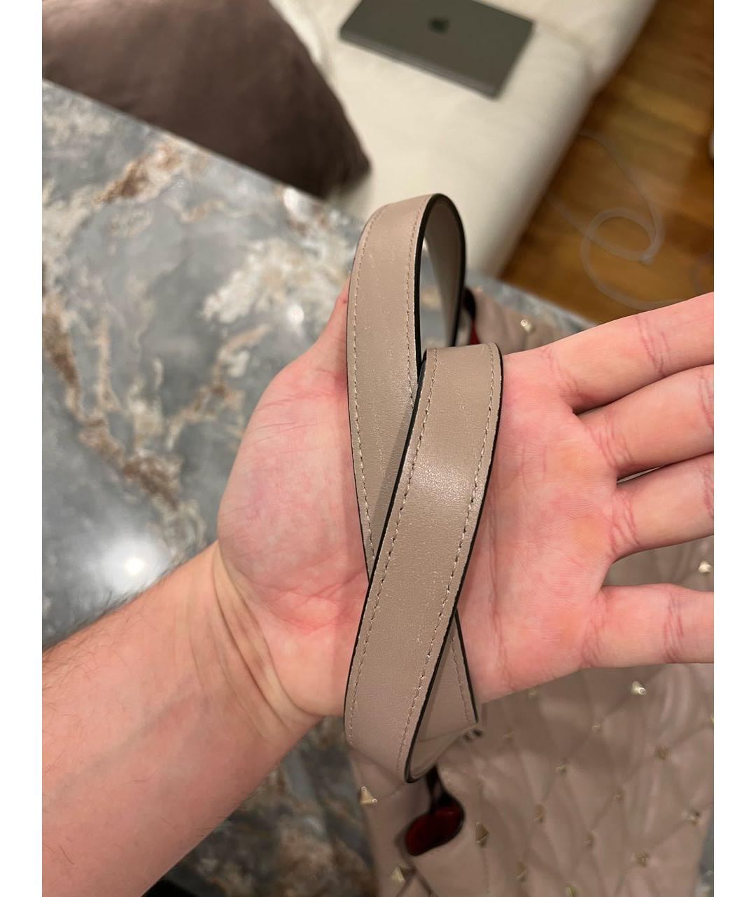 VALENTINO Бежевая кожаная сумка тоут, фото 5