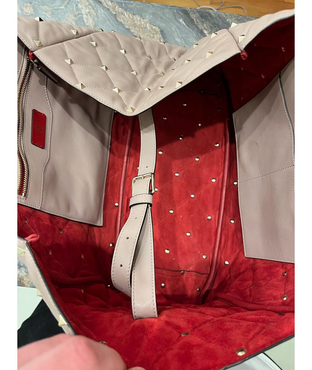 VALENTINO Бежевая кожаная сумка тоут, фото 6