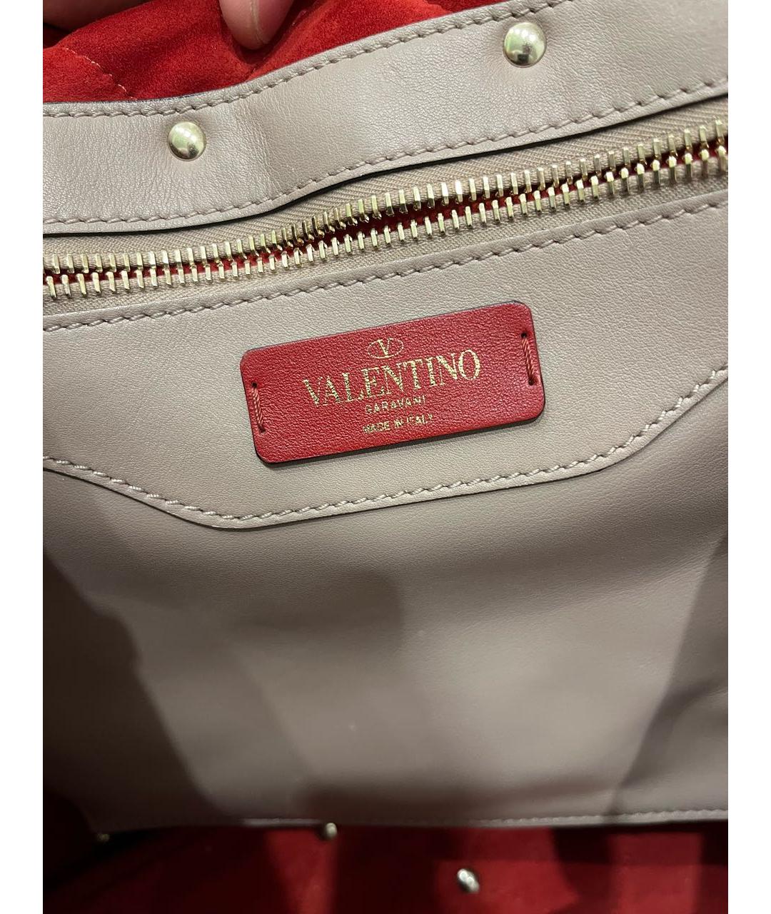 VALENTINO Бежевая кожаная сумка тоут, фото 7