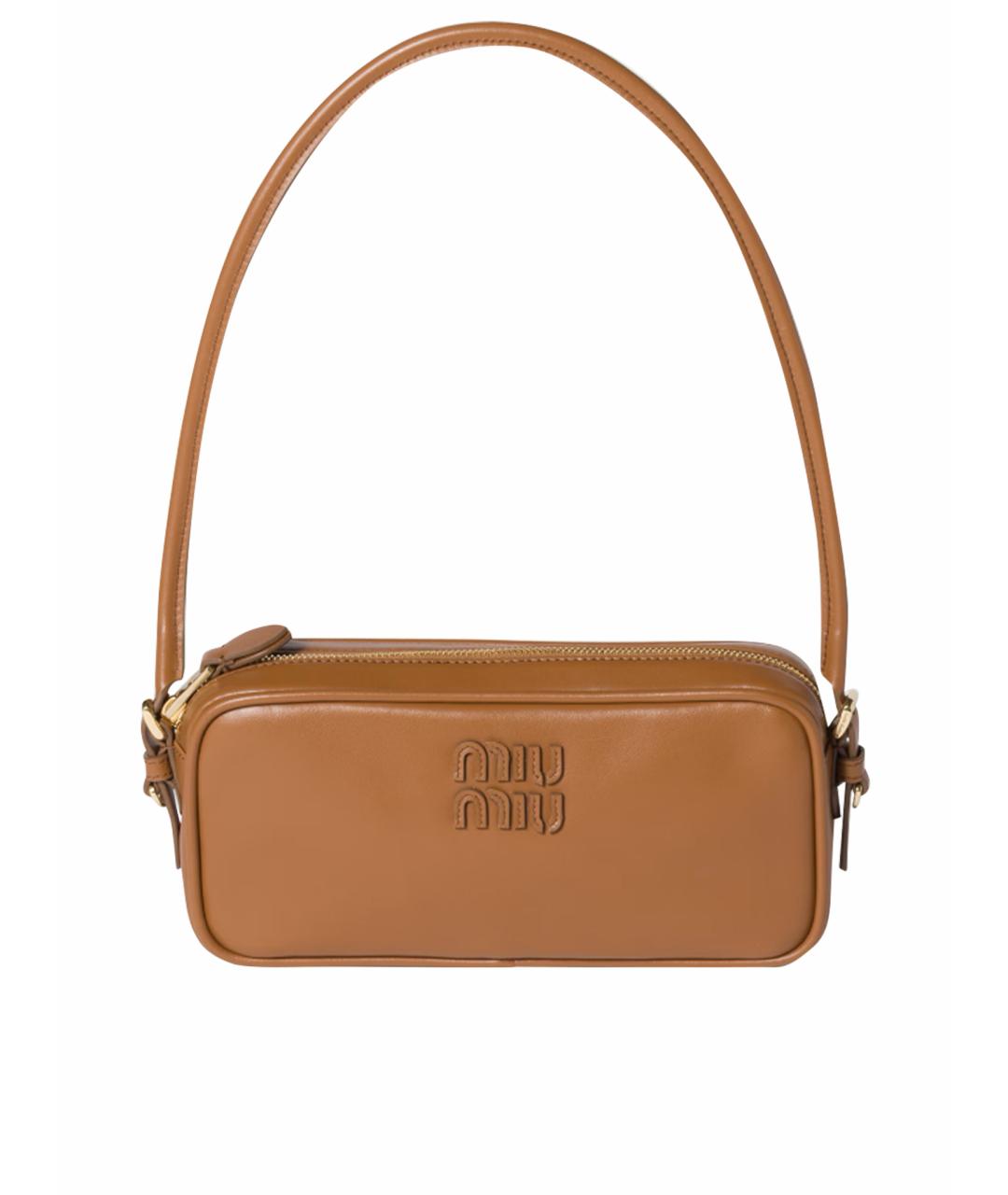 MIU MIU Коричневая кожаная сумка с короткими ручками, фото 1
