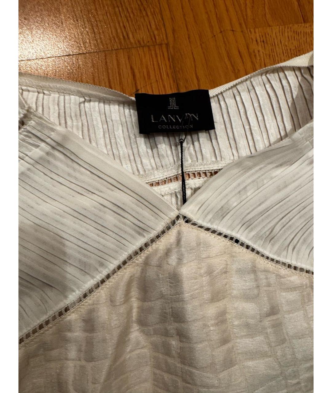 LANVIN Белая шелковая блузы, фото 4