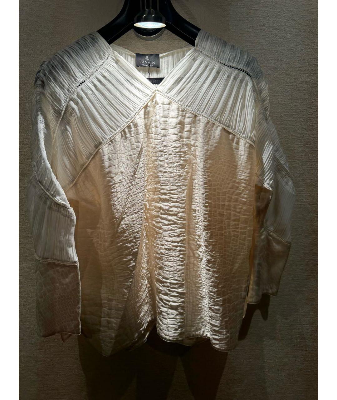 LANVIN Белая шелковая блузы, фото 3