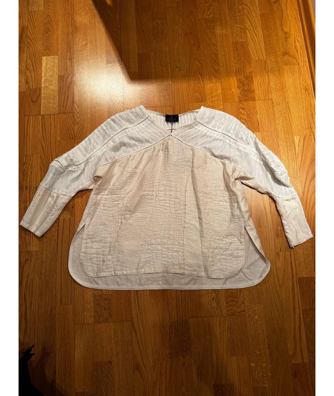 LANVIN Белая шелковая блузы, фото 7