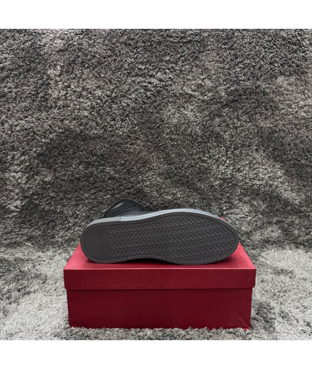 FERRAGAMO Черные кожаные высокие кроссовки / кеды, фото 5