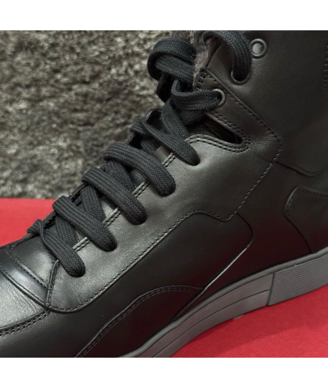 FERRAGAMO Черные кожаные высокие кроссовки / кеды, фото 6