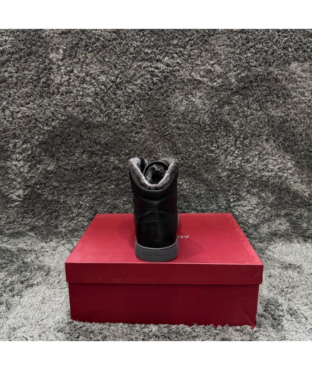 FERRAGAMO Черные кожаные высокие кроссовки / кеды, фото 4