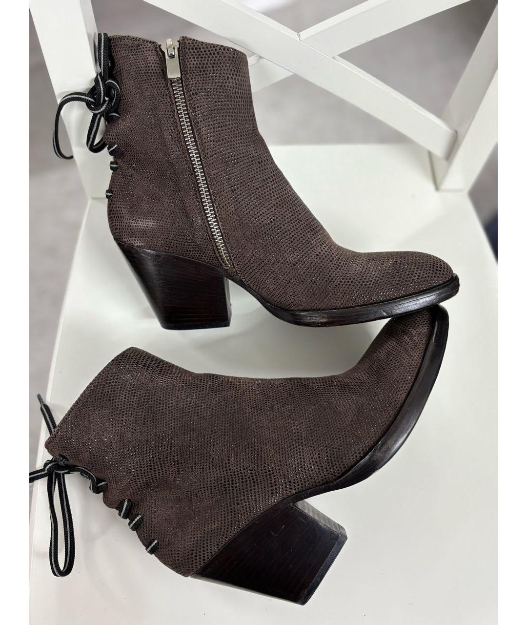 OFFICINE CREATIVE Коричневые замшевые ботильоны, фото 6