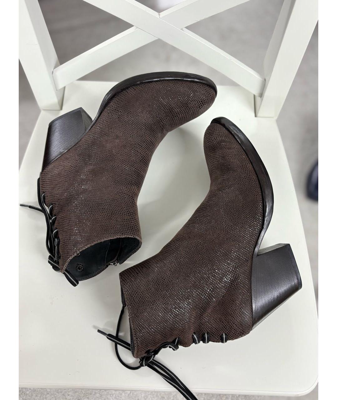 OFFICINE CREATIVE Коричневые замшевые ботильоны, фото 3