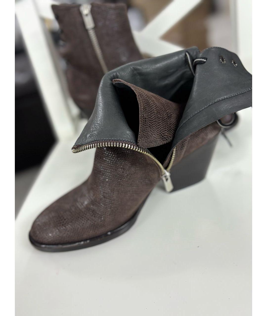 OFFICINE CREATIVE Коричневые замшевые ботильоны, фото 7