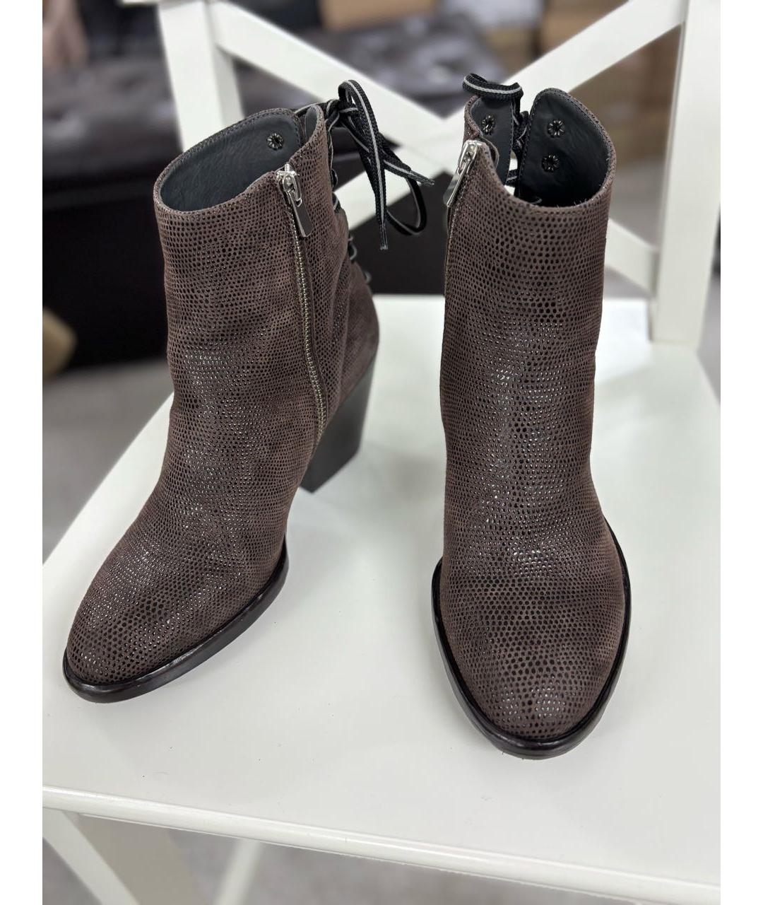 OFFICINE CREATIVE Коричневые замшевые ботильоны, фото 2