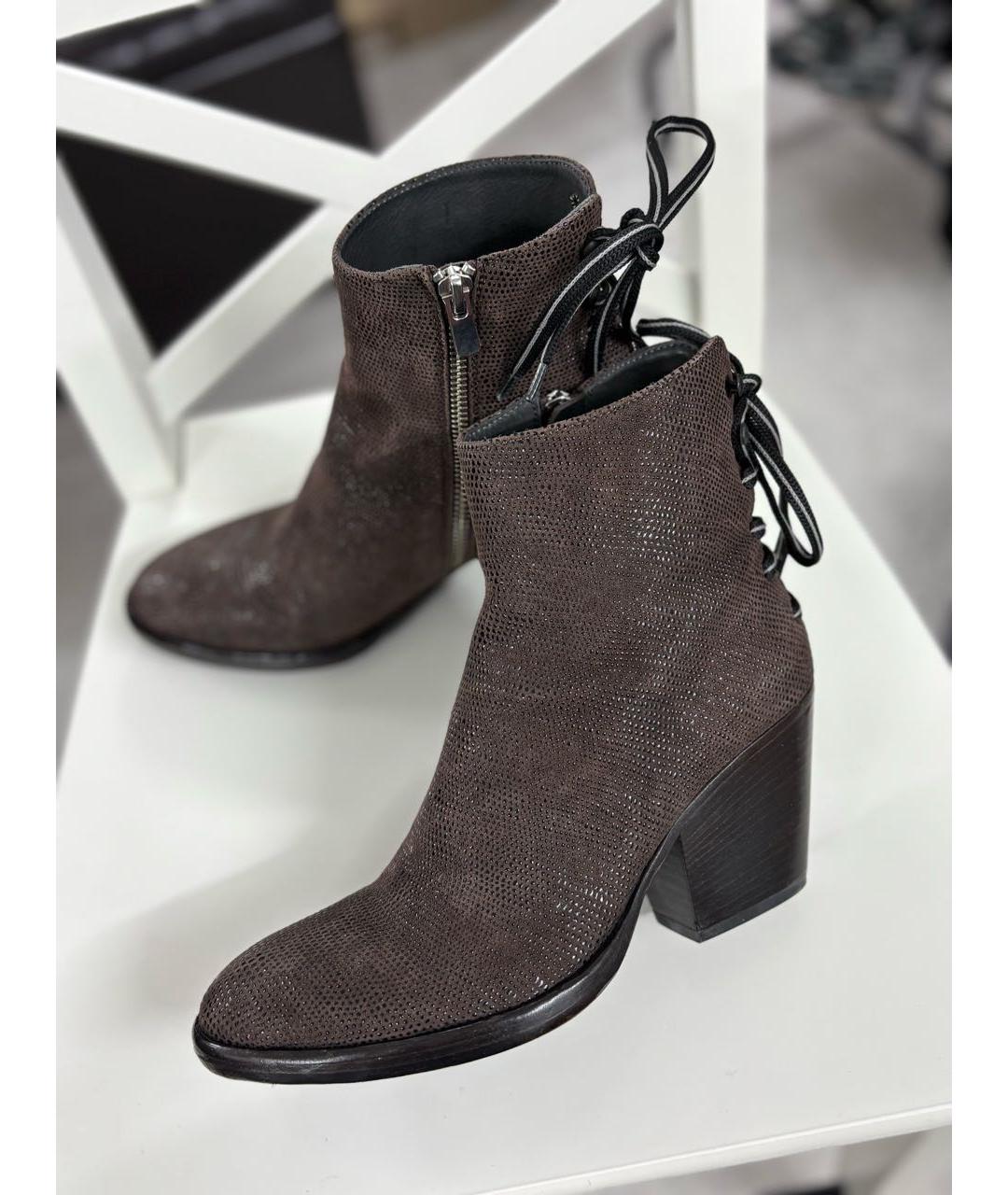 OFFICINE CREATIVE Коричневые замшевые ботильоны, фото 5