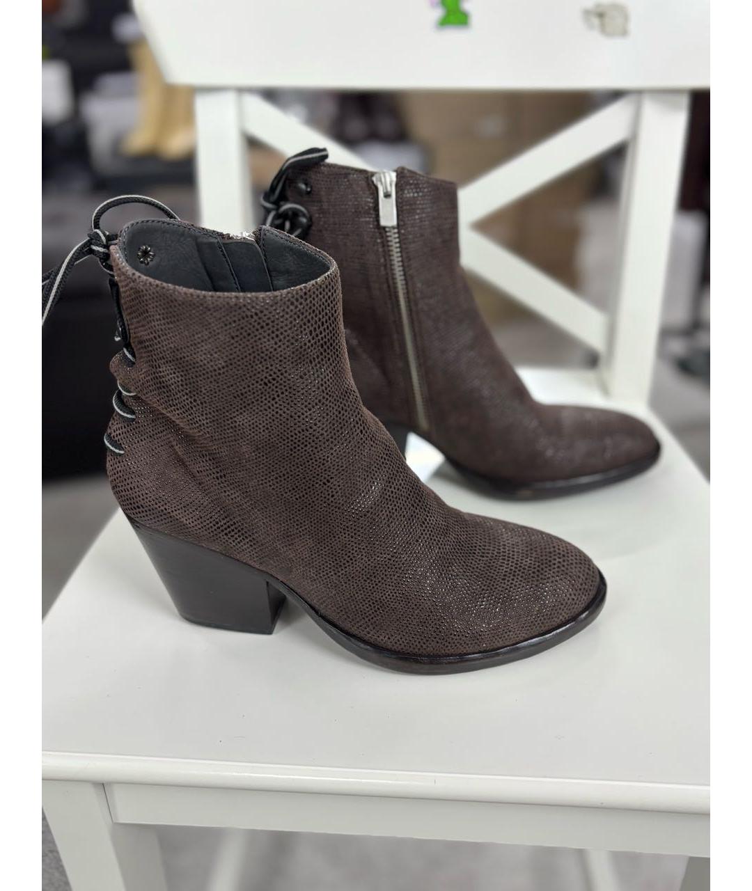 OFFICINE CREATIVE Коричневые замшевые ботильоны, фото 9