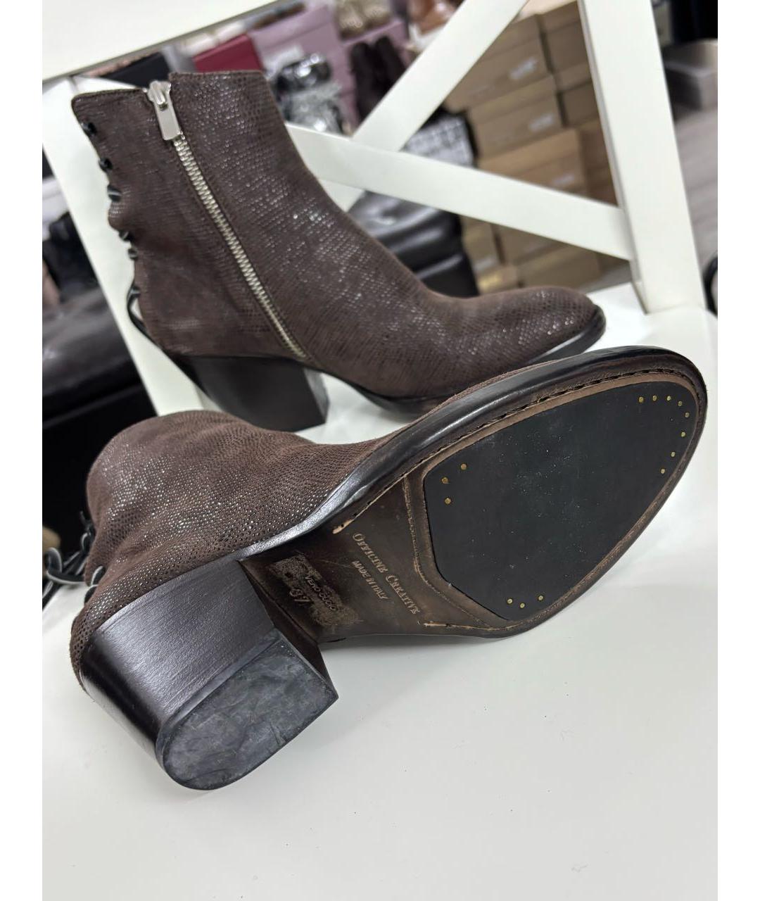 OFFICINE CREATIVE Коричневые замшевые ботильоны, фото 8