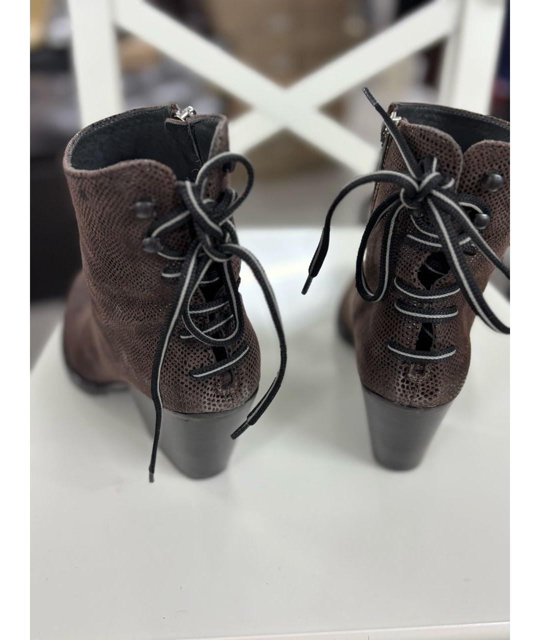 OFFICINE CREATIVE Коричневые замшевые ботильоны, фото 4