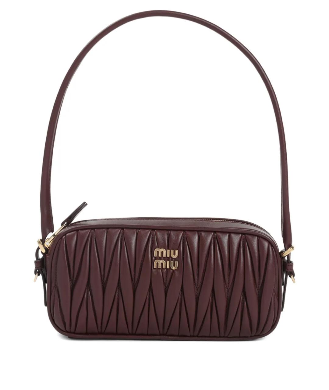 MIU MIU Бордовая кожаная сумка с короткими ручками, фото 1