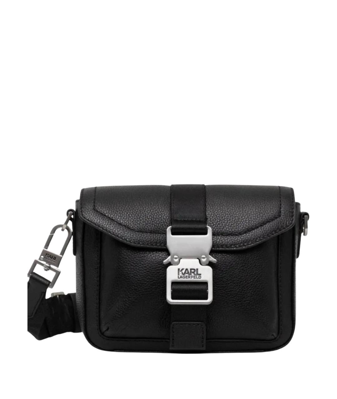 KARL LAGERFELD Черная кожаная сумка на плечо, фото 1
