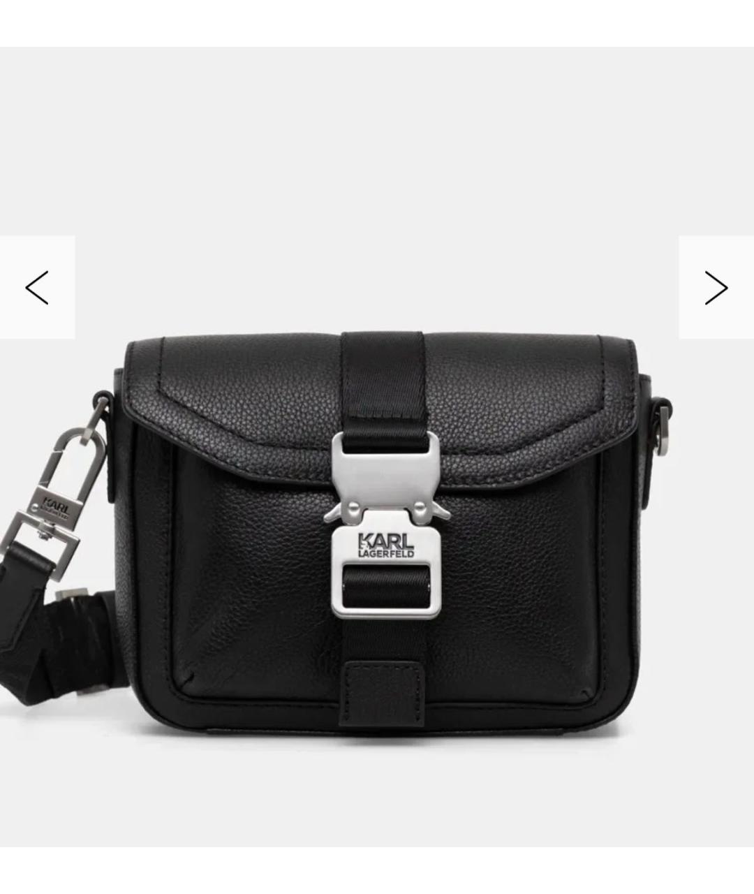 KARL LAGERFELD Черная кожаная сумка на плечо, фото 6
