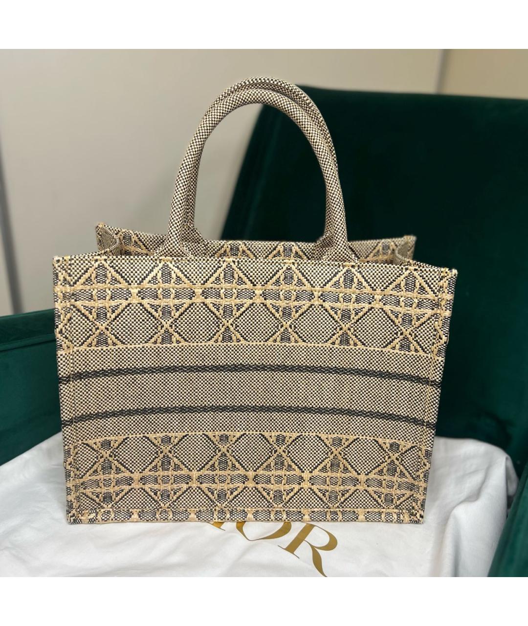 CHRISTIAN DIOR Бежевая льняная сумка тоут, фото 2