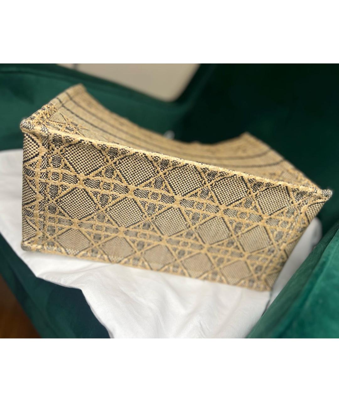 CHRISTIAN DIOR Бежевая льняная сумка тоут, фото 4