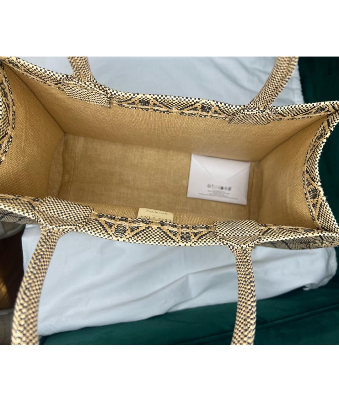 CHRISTIAN DIOR Бежевая льняная сумка тоут, фото 3