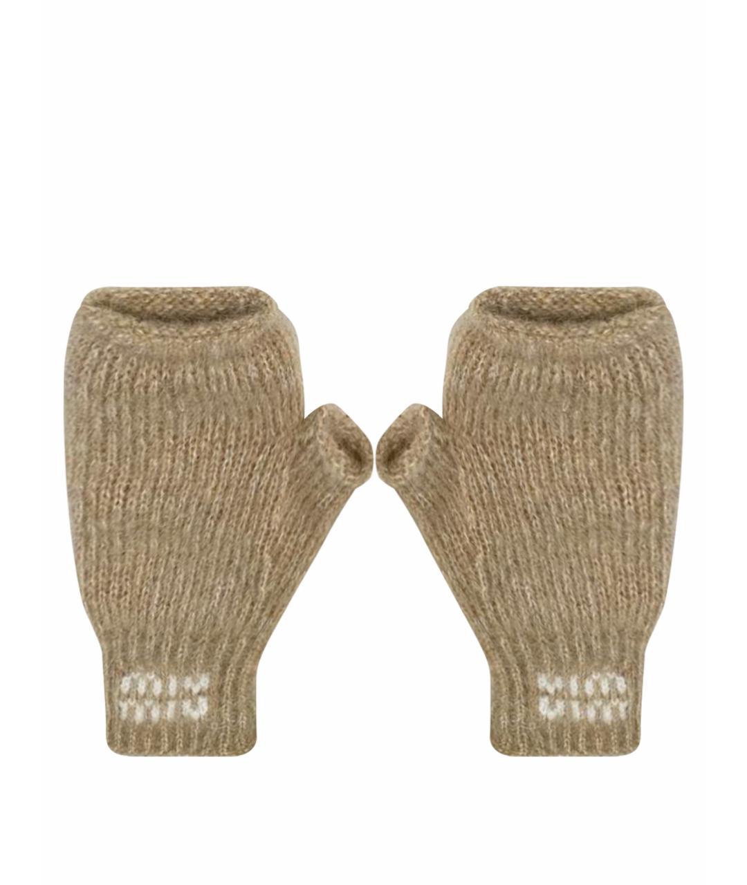 MIU MIU Бежевые митенки, фото 1