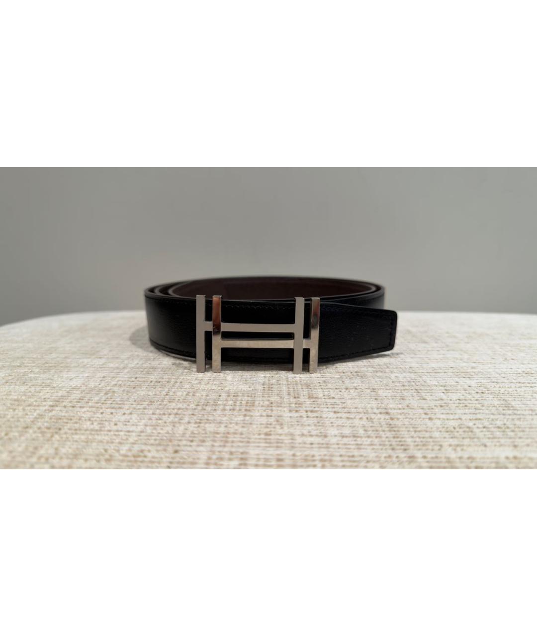 HERMES Черный кожаный ремень, фото 9