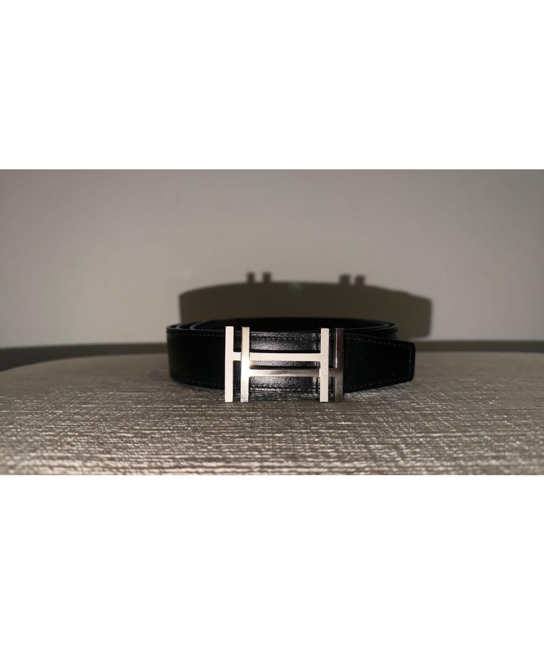 HERMES Черный кожаный ремень, фото 4