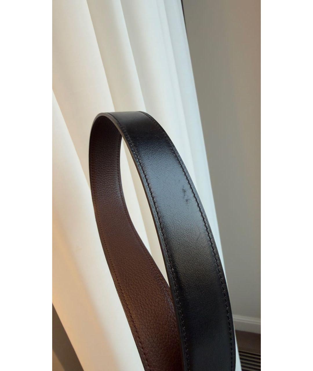 HERMES Черный кожаный ремень, фото 7
