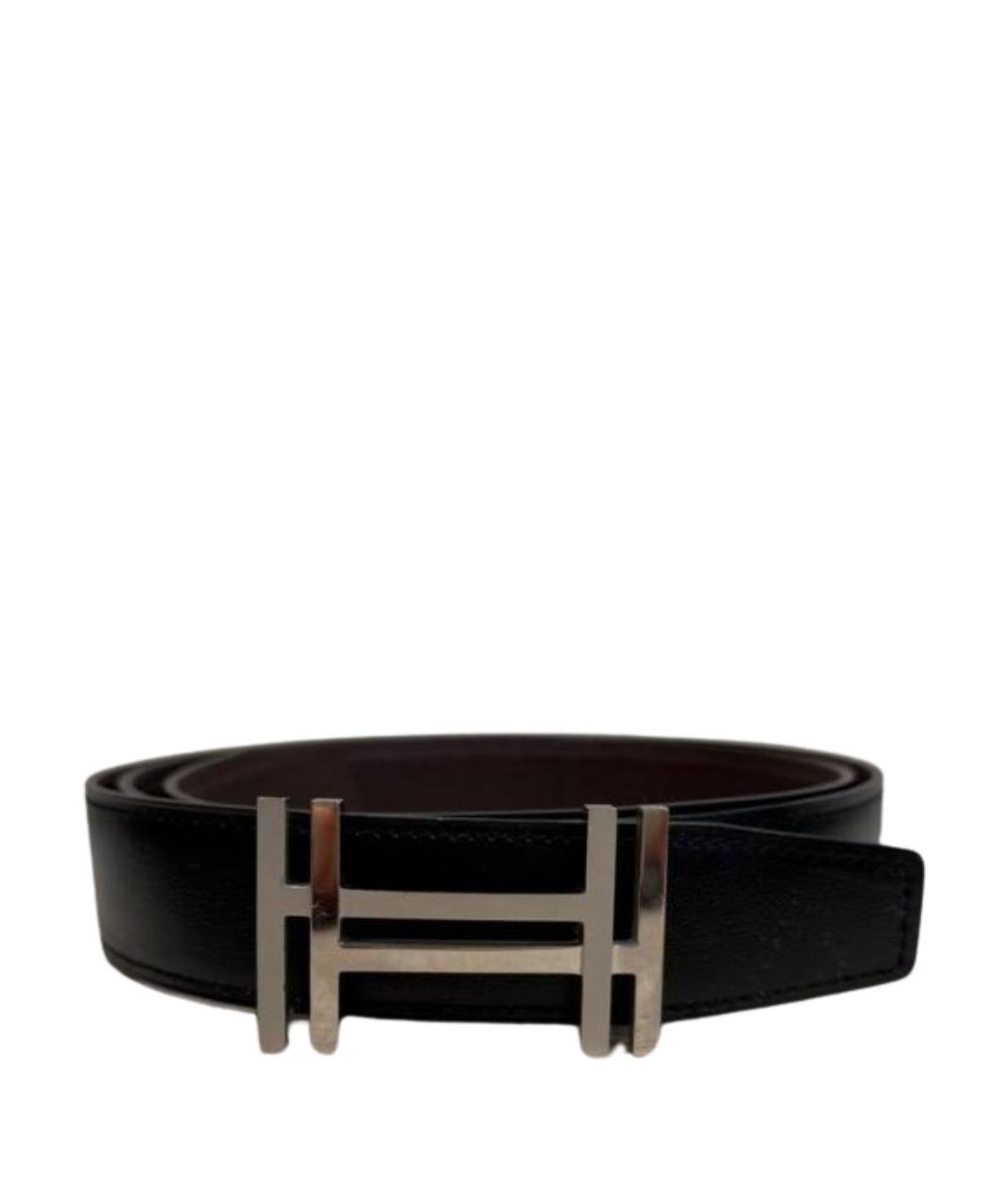 HERMES Черный кожаный ремень, фото 1