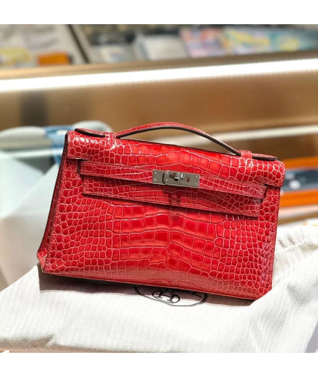 HERMES Красная кожаная сумка через плечо, фото 3