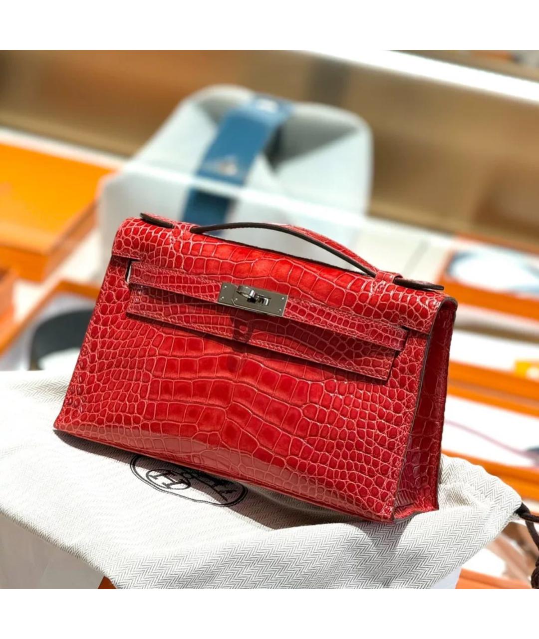 HERMES Красная кожаная сумка через плечо, фото 6