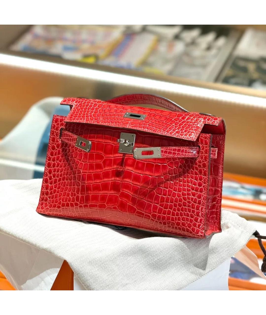 HERMES Красная кожаная сумка через плечо, фото 4