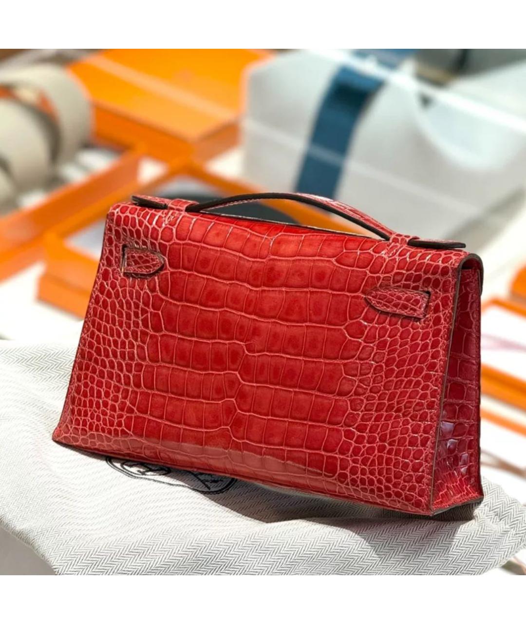 HERMES Красная кожаная сумка через плечо, фото 5