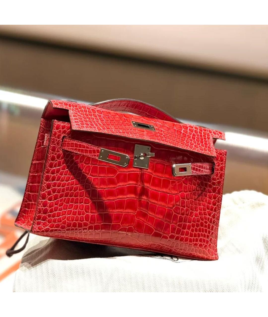 HERMES Красная кожаная сумка через плечо, фото 2