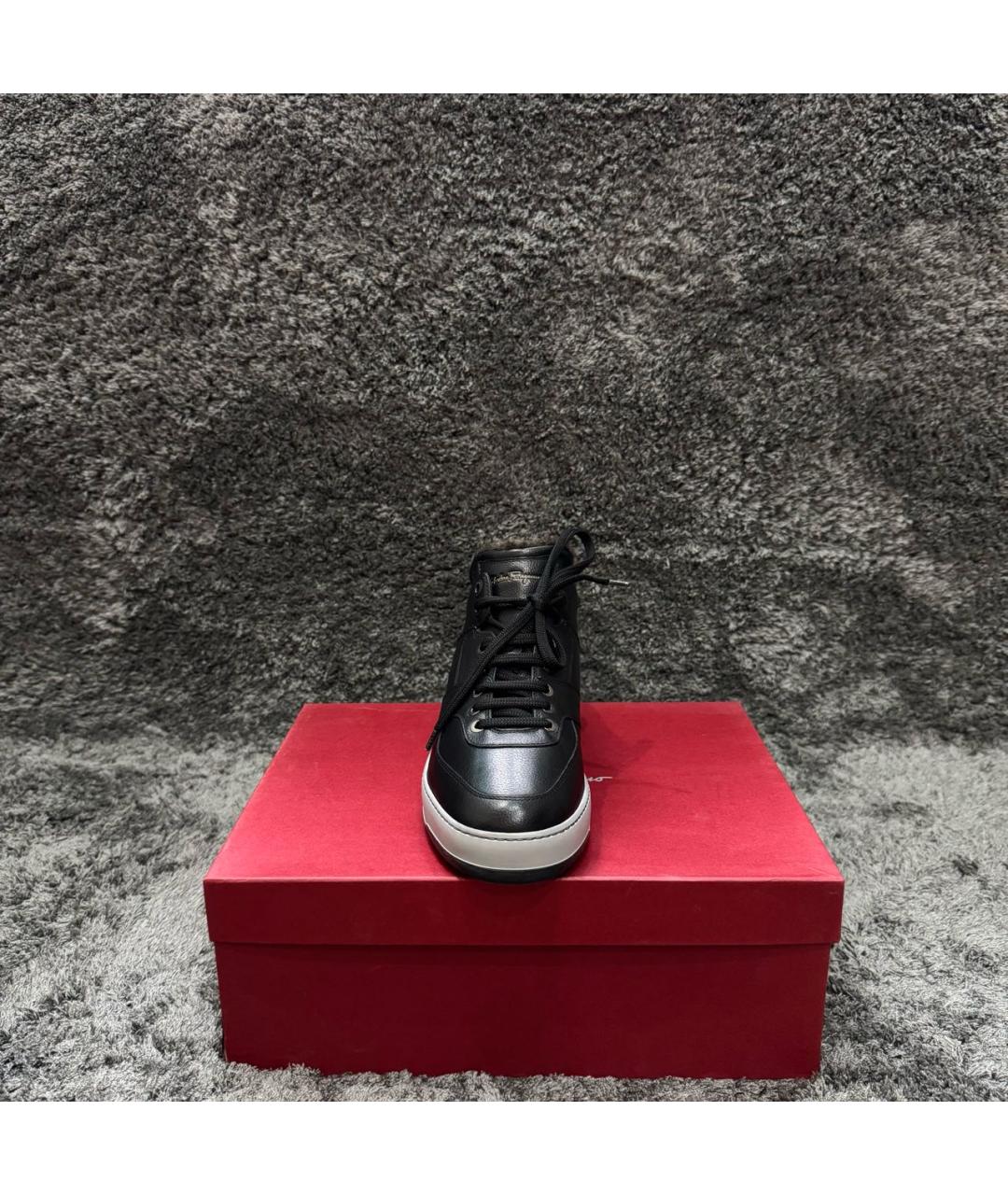 FERRAGAMO Черные кожаные низкие кроссовки / кеды, фото 2