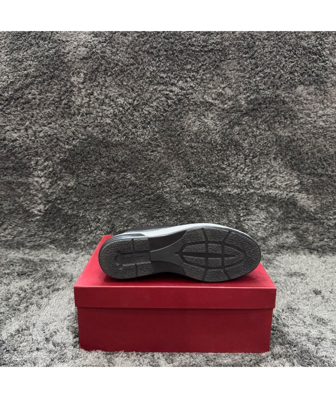 FERRAGAMO Черные кожаные низкие кроссовки / кеды, фото 5