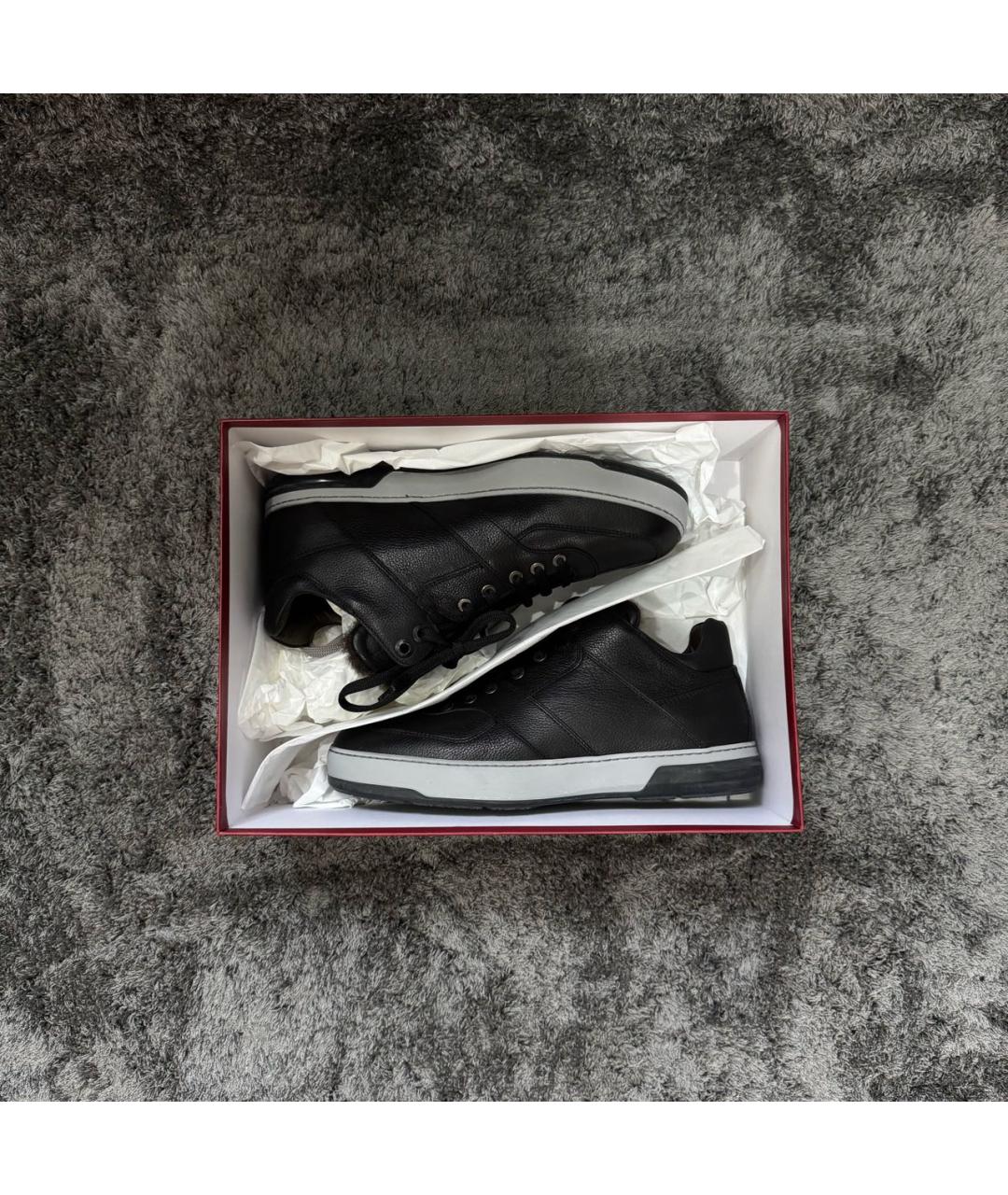 FERRAGAMO Черные кожаные низкие кроссовки / кеды, фото 8