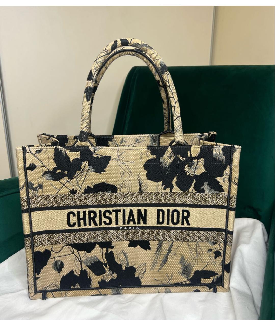 CHRISTIAN DIOR Бежевая тканевая сумка тоут, фото 7