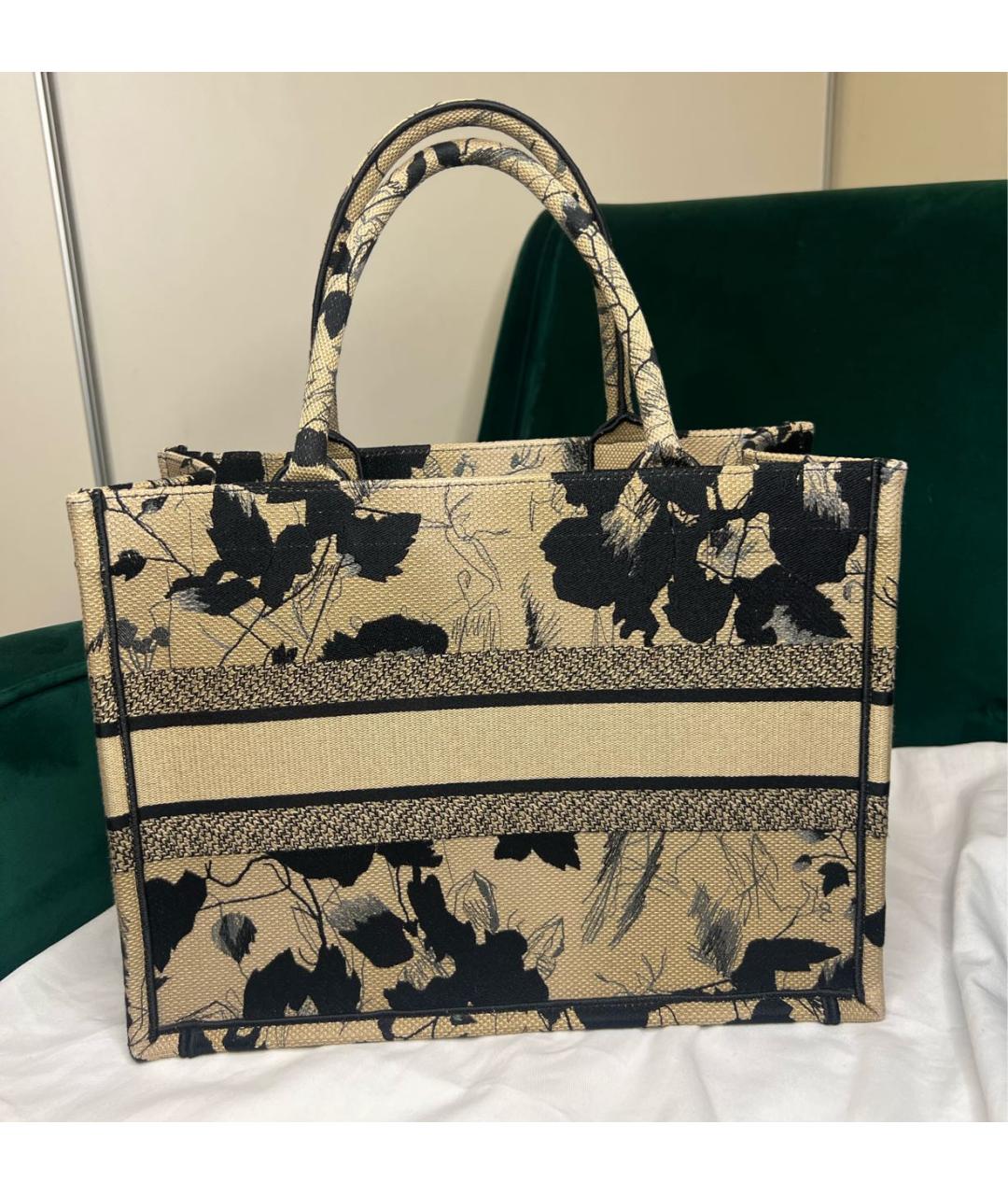 CHRISTIAN DIOR Бежевая тканевая сумка тоут, фото 2