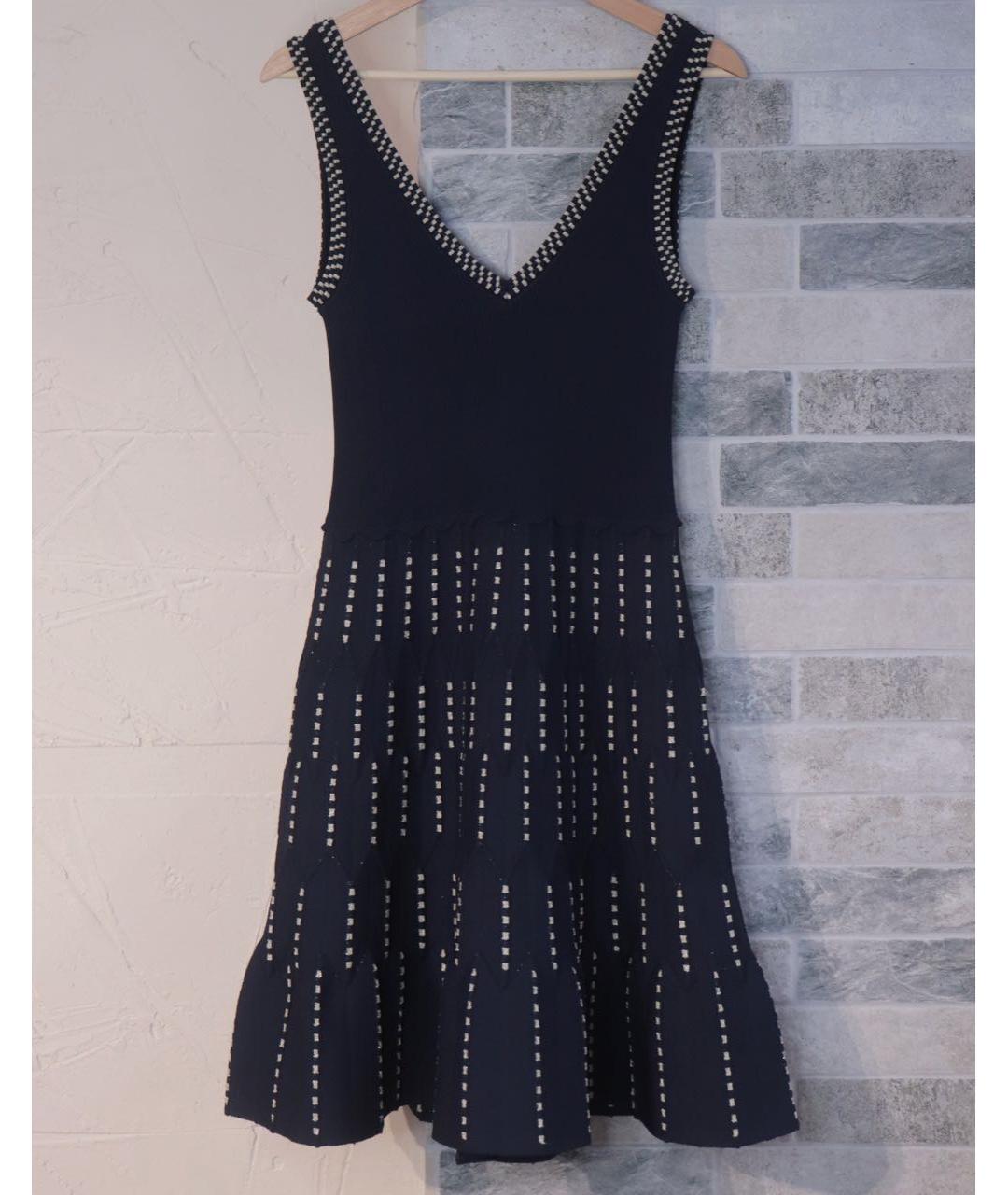 SANDRO Темно-синее вискозное повседневное платье, фото 2