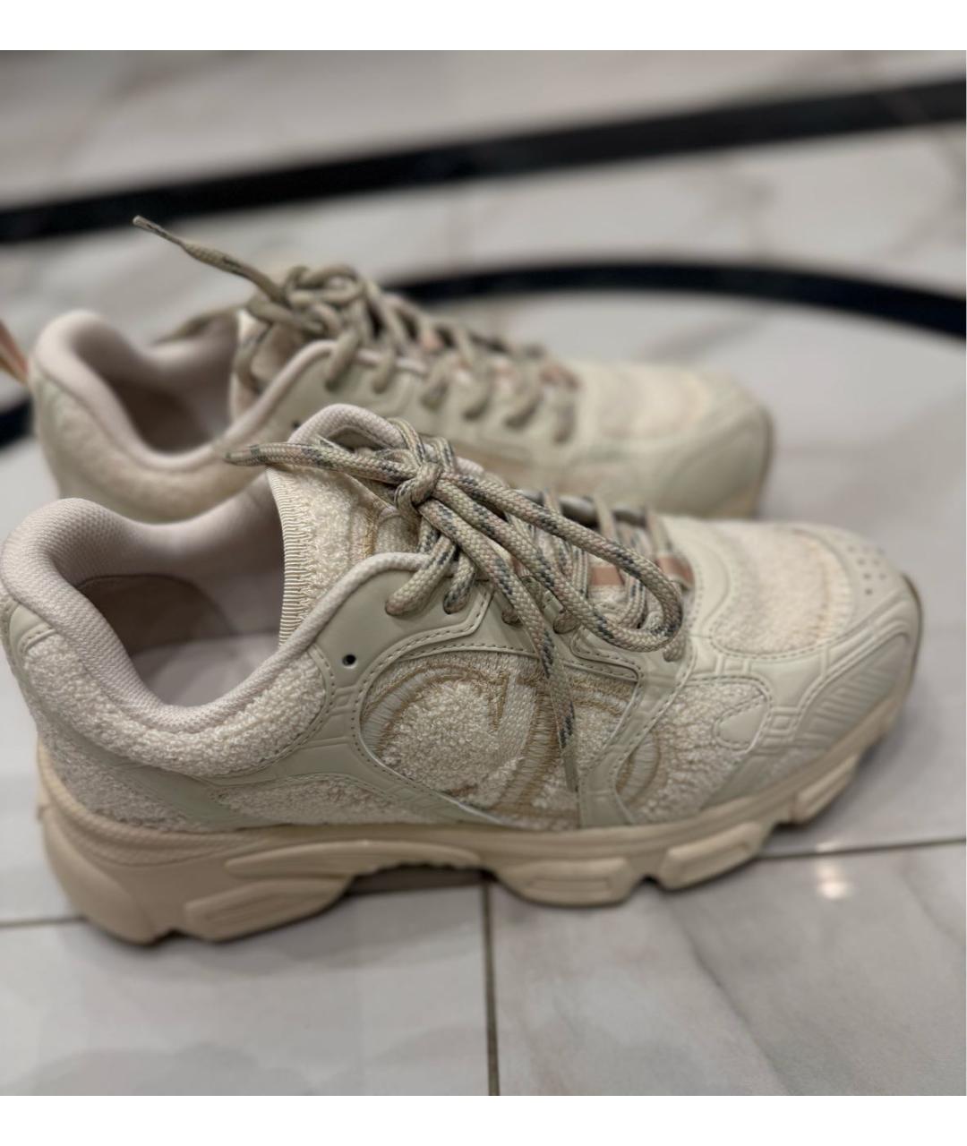 CHRISTIAN DIOR Бежевые кожаные кроссовки, фото 4
