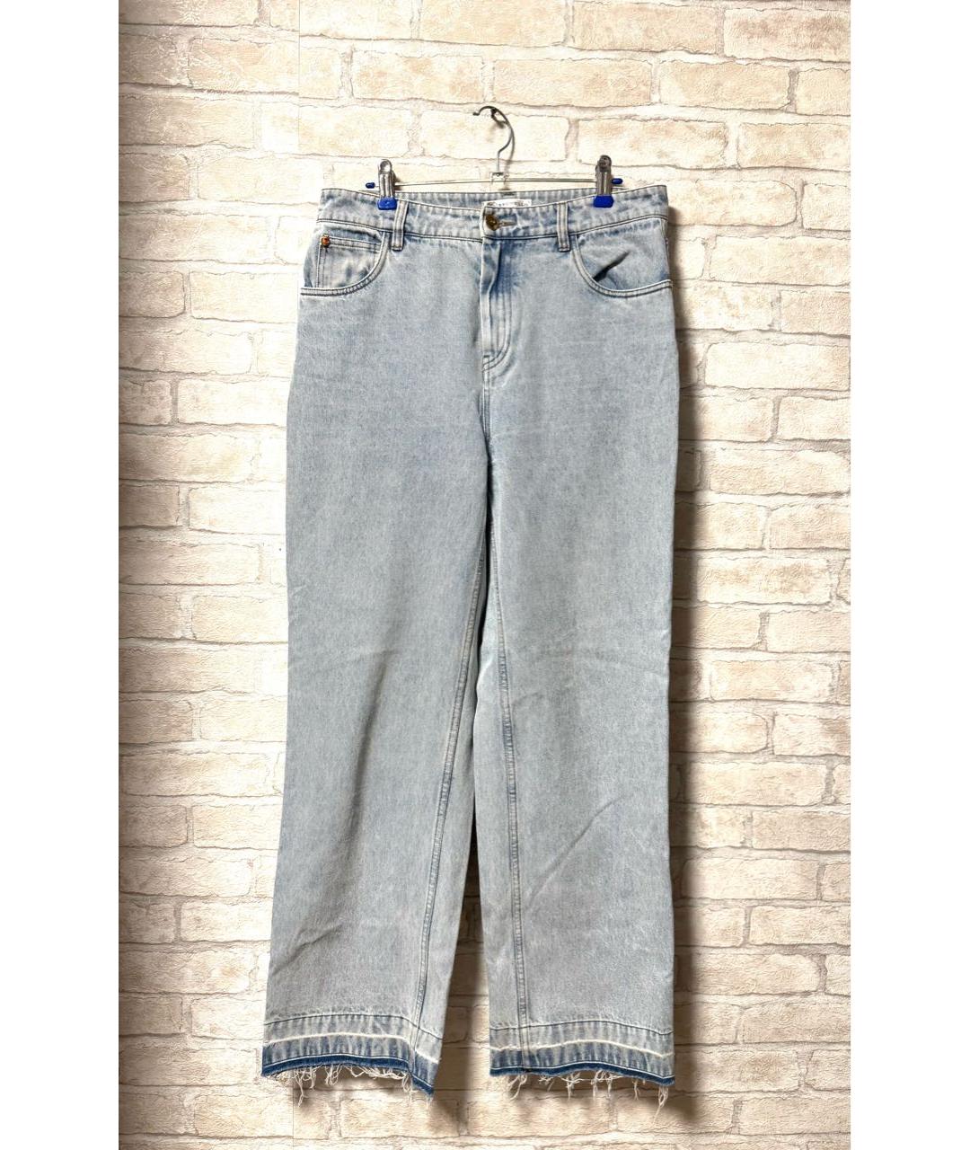 BRUNELLO CUCINELLI Голубые хлопковые прямые джинсы, фото 8