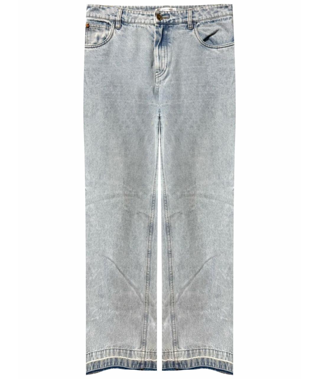 BRUNELLO CUCINELLI Голубые хлопковые прямые джинсы, фото 1
