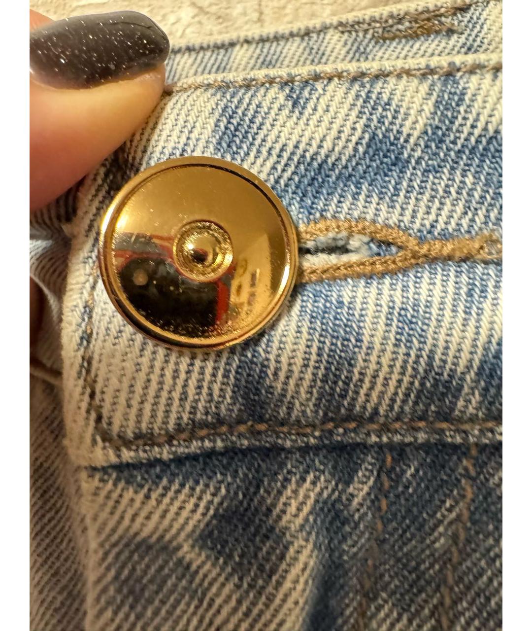 BRUNELLO CUCINELLI Голубые хлопковые прямые джинсы, фото 4